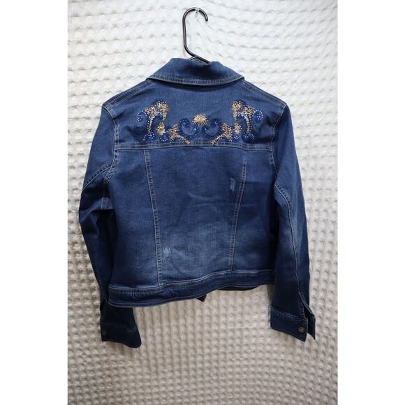 LaBellum Hillary Scott Embellished Denim Jacket sz M - Picture 3 of 3